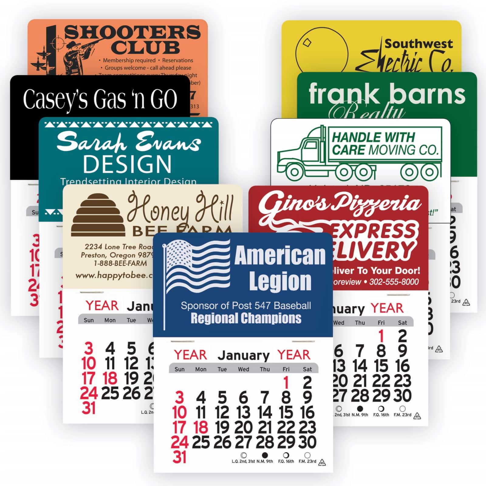 Promotional calendars peel and stick