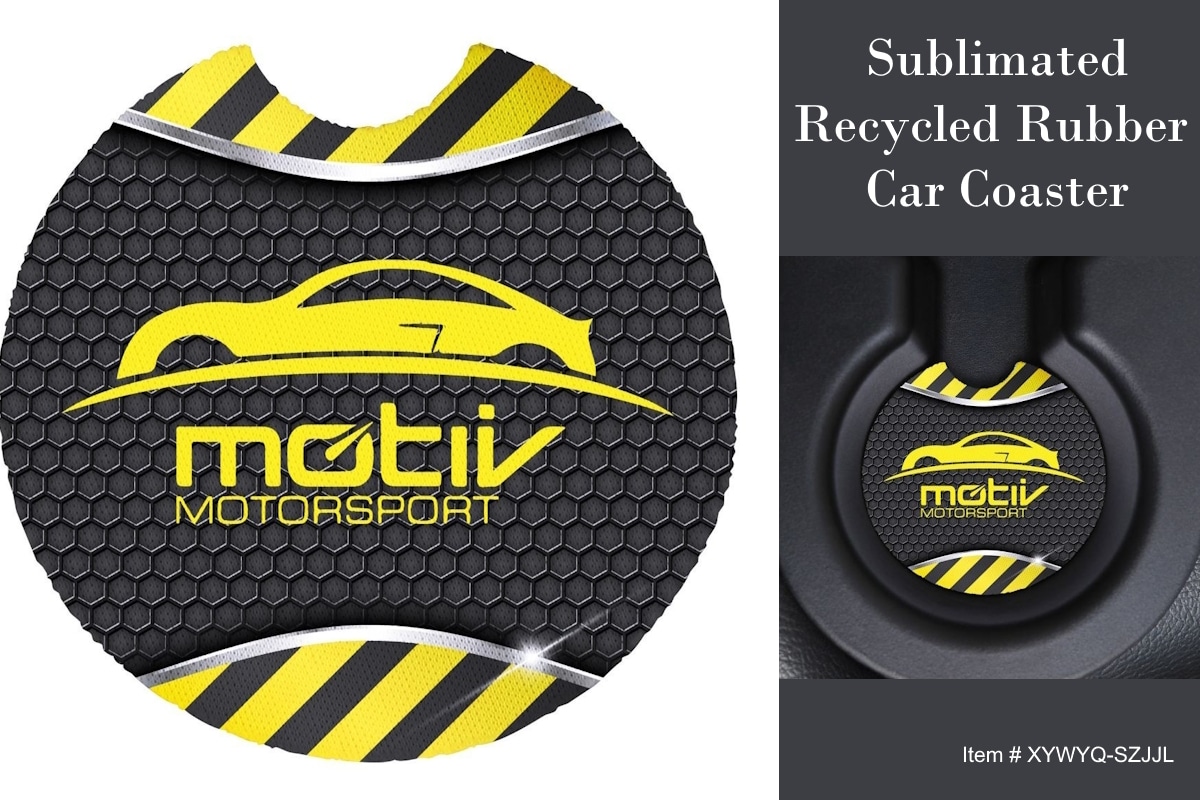 eco friendly custom printing Sublimated Recycled Rubber Car Coaster