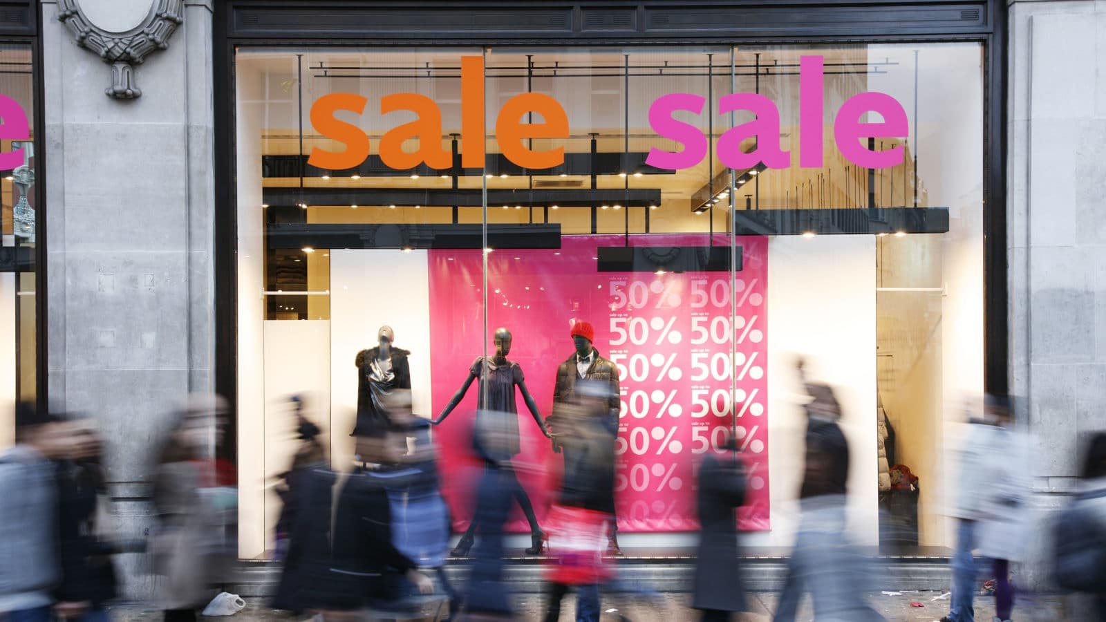 large format printing Sale signs in shop window, big reductions