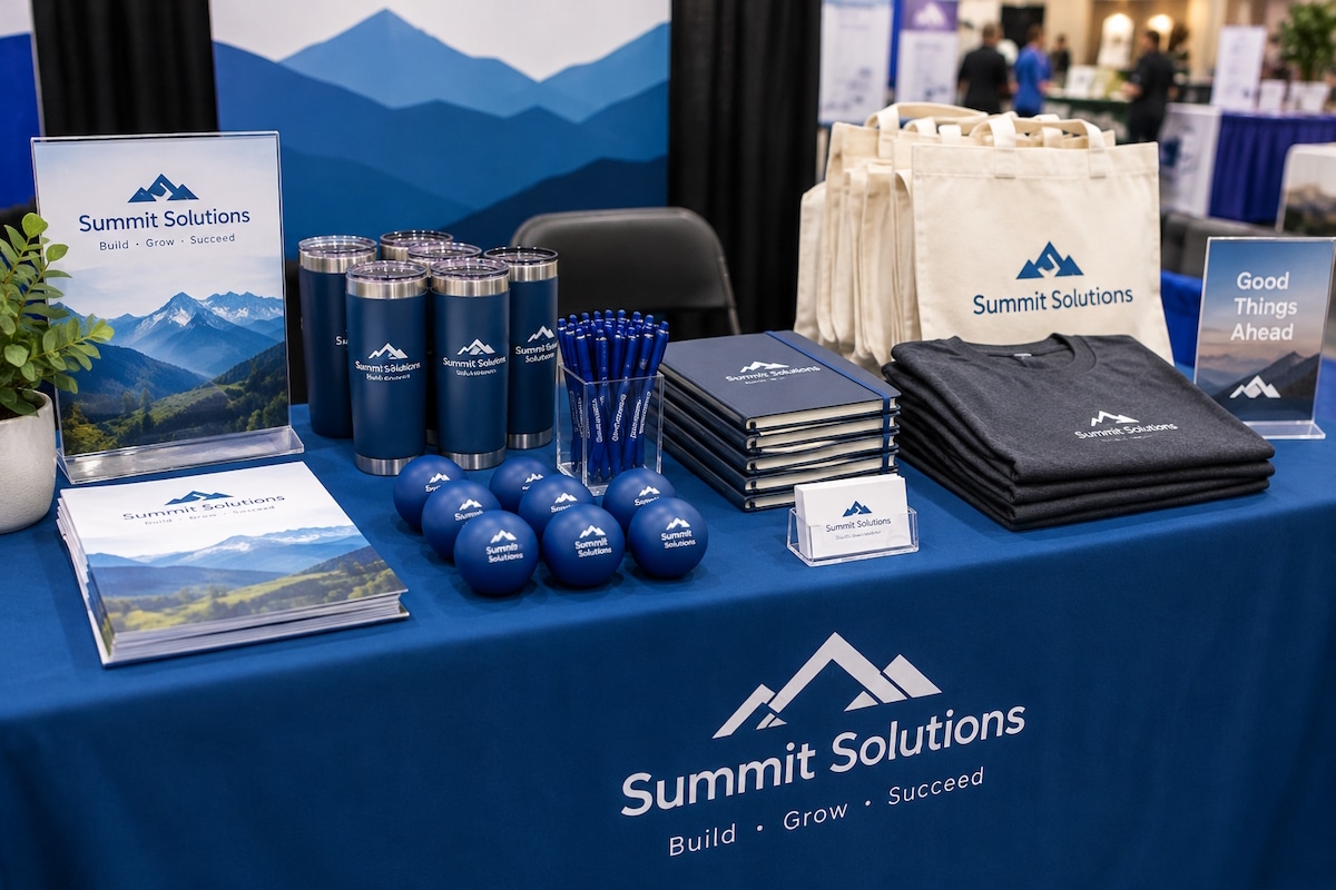 promotional products budget summit solutions expo booth display