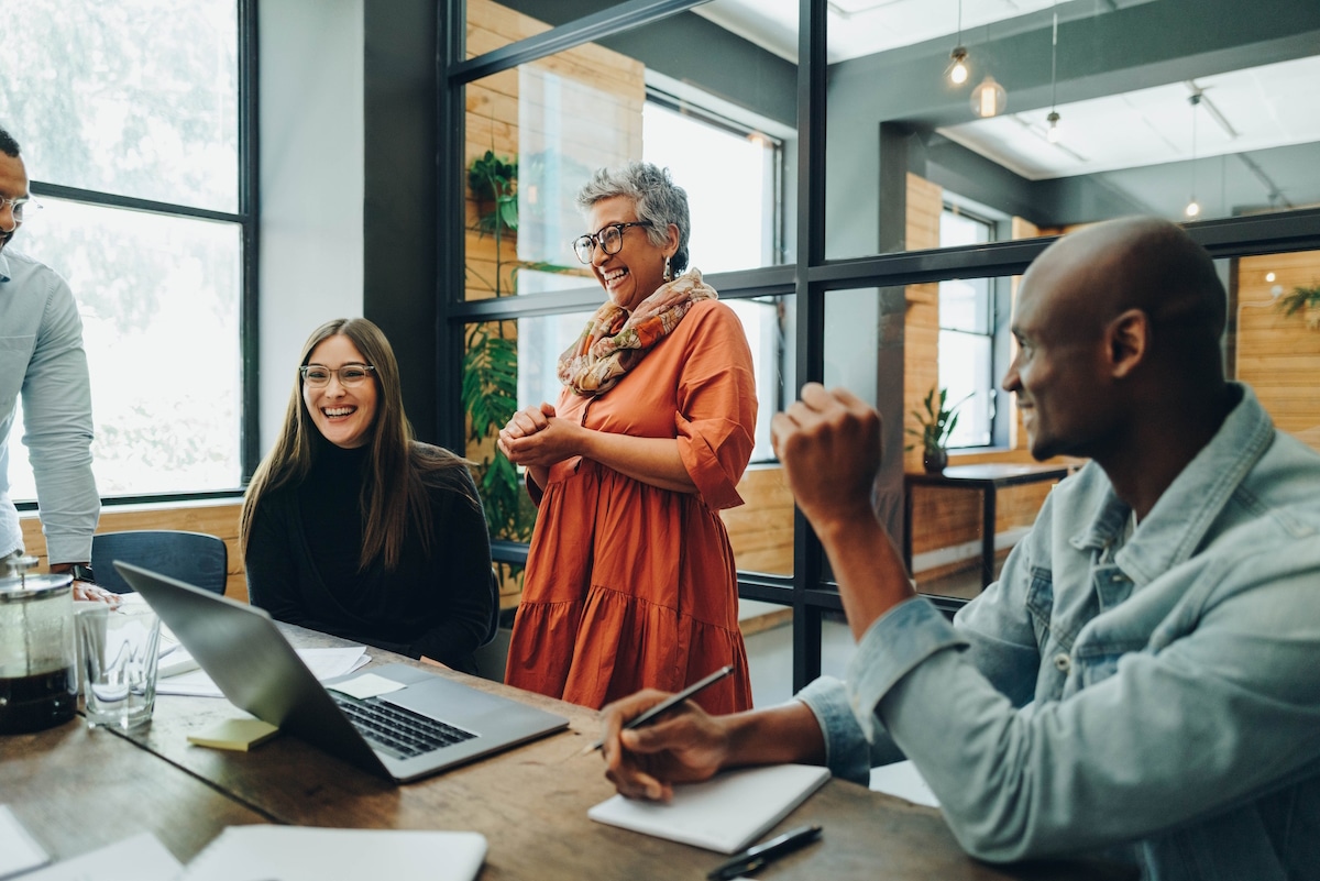 rebrand marketing collateral businesspeople meeting