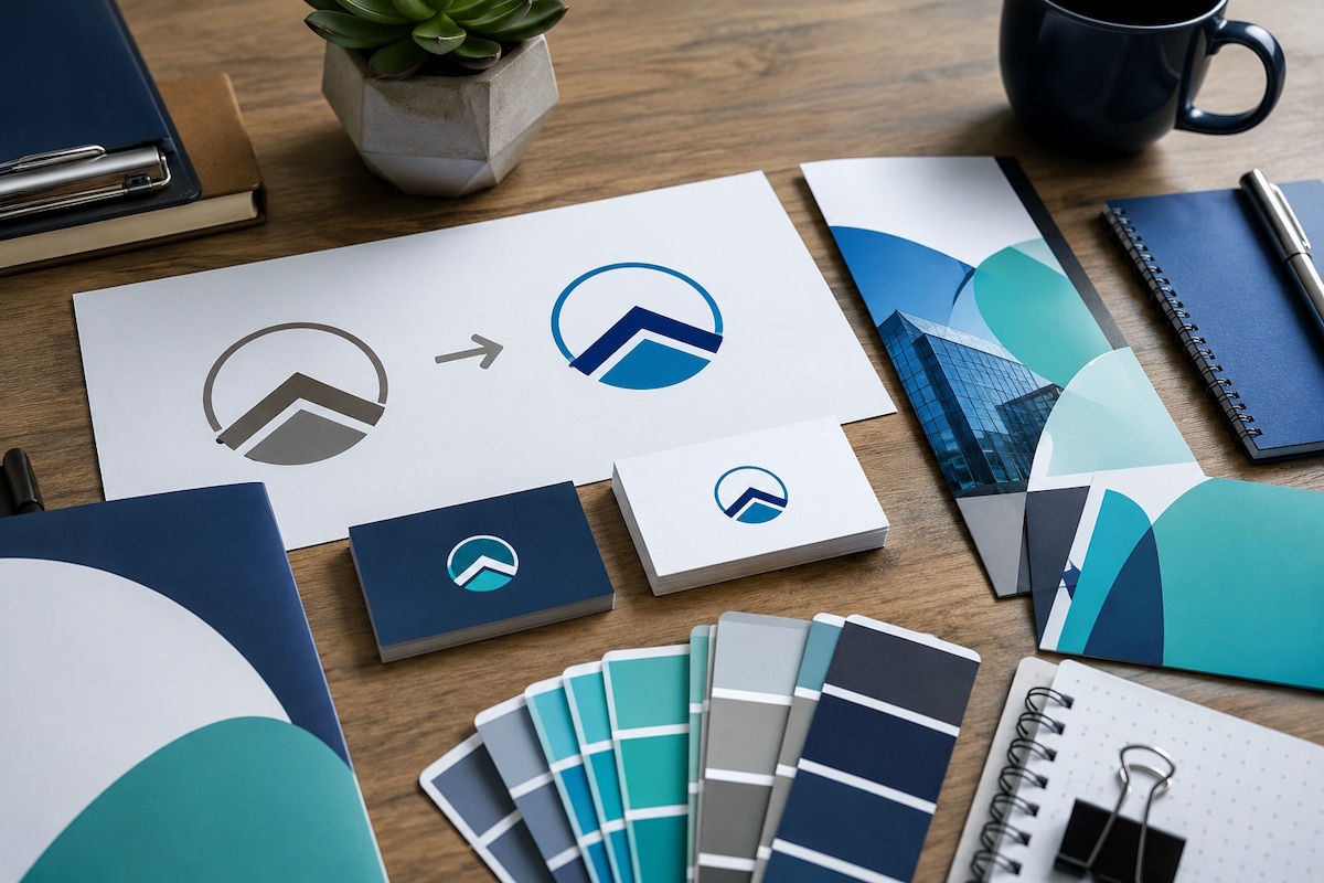 rebrand marketing collateral logo mockups