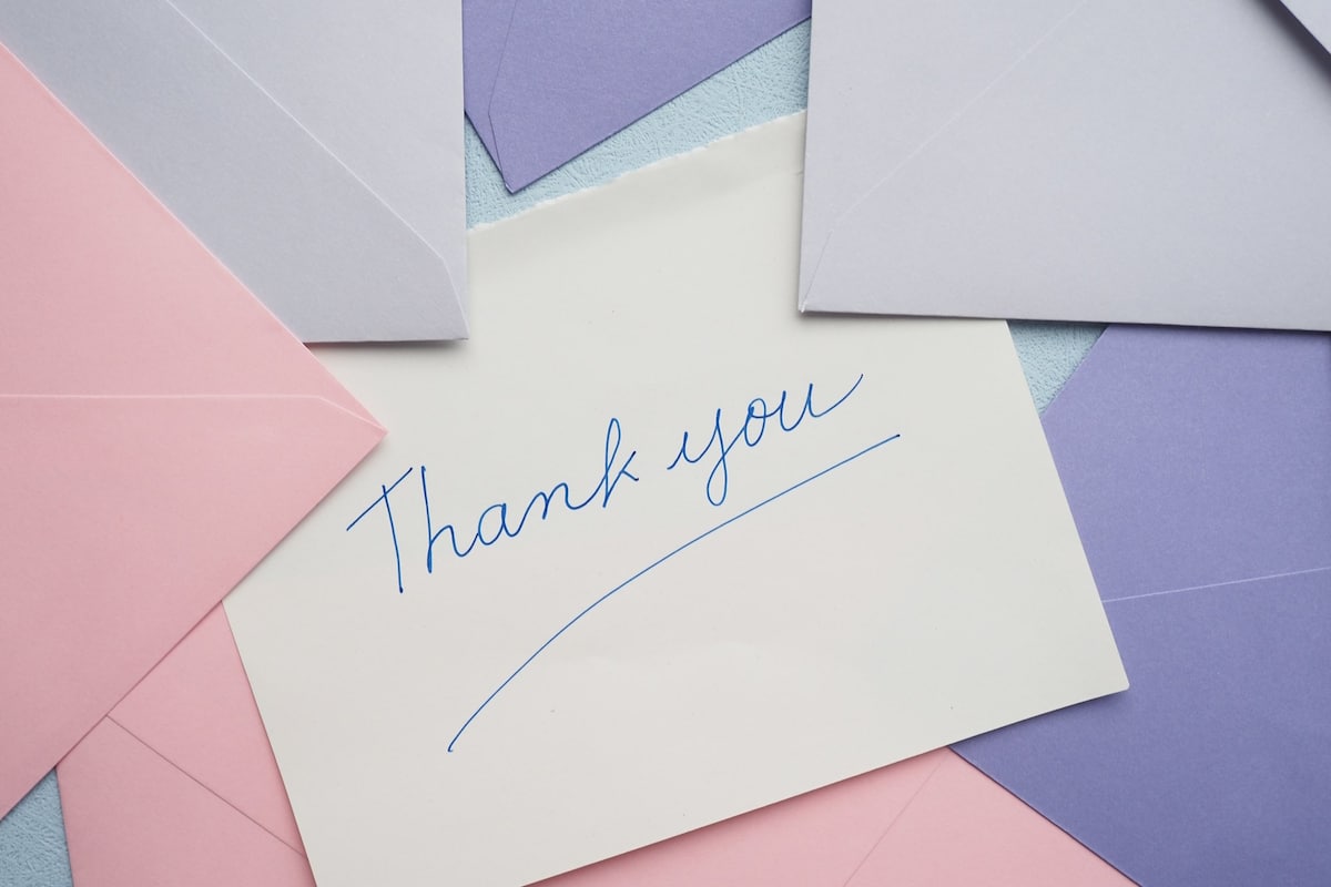 thank you card papers colors